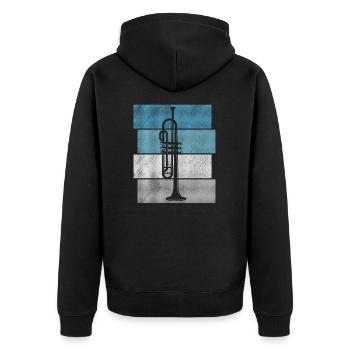 Vintage Retro Trompete Geschenk Sonne Trompeter - Unisex Premium Bio Zip Hoodie - Schwarz - Hinten - Nico (187cm)