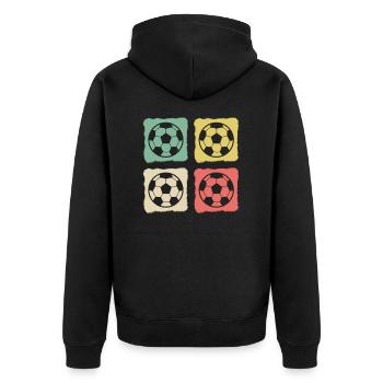 Soccer Retro Fußball - Unisex Premium Bio Zip Hoodie - Schwarz - Hinten - Nico (187cm)
