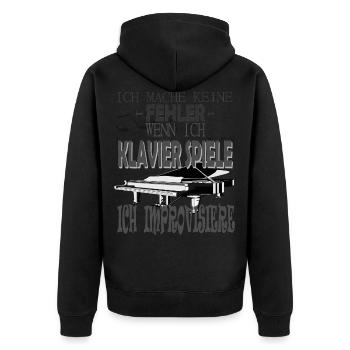 Ein lustiges Klavier Design - Unisex Premium Bio Zip Hoodie - Schwarz - Hinten - Nico (187cm)