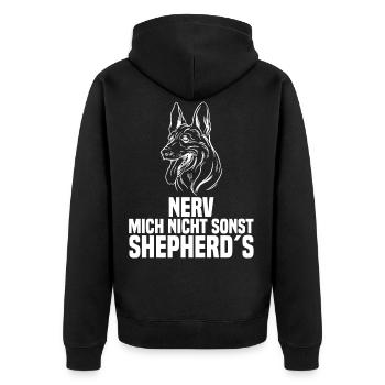 nerv mich nicht sonst shepherd´s Hundeliebhaber - Unisex Premium Bio Zip Hoodie - Schwarz - Hinten - Nico (187cm)