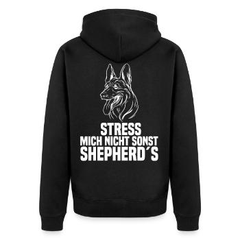 Stress mich nicht sonst shepherd´s Hundeliebhaber - Unisex Premium Bio Zip Hoodie - Schwarz - Hinten - Nico (187cm)