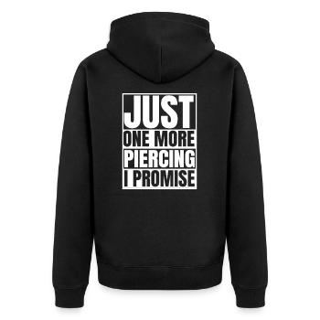 Piercer PIercing Piercen Spruch Geschenk lustig - Unisex Premium Bio Zip Hoodie - Schwarz - Hinten - Nico (187cm)