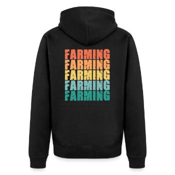 Cool Vintage Farmer Retro Farm Life Farming Colorful - Unisex Premium Organic Zip Hoodie - black - Back - Nico (187cm)