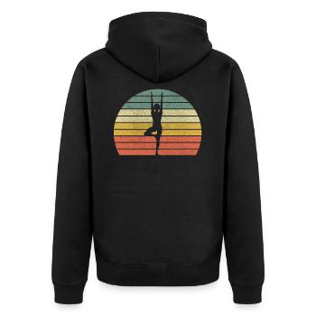 Namaste Yoga Retro Vintage - Veste à capuche bio Premium Unisexe - noir - Dos - Nico (187cm)