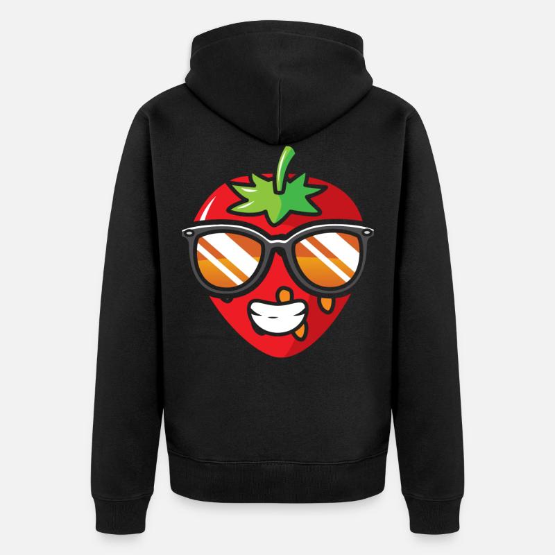 Erdbeere - Unisex Premium Bio Zip Hoodie - Schwarz