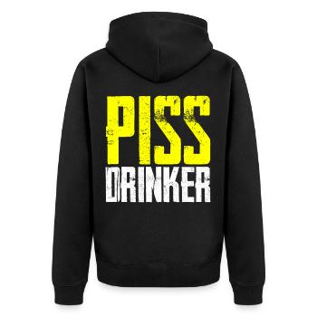 Piss Drinker 4 - Unisex Premium Bio Zip Hoodie - Schwarz - Hinten - Nico (187cm)