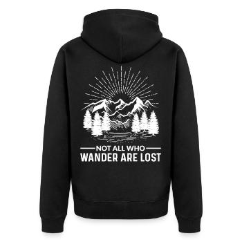 Compass Wander Tous ceux qui errent ne sont pas perdus - Veste à capuche bio Premium Unisexe - noir - Dos - Nico (187cm)