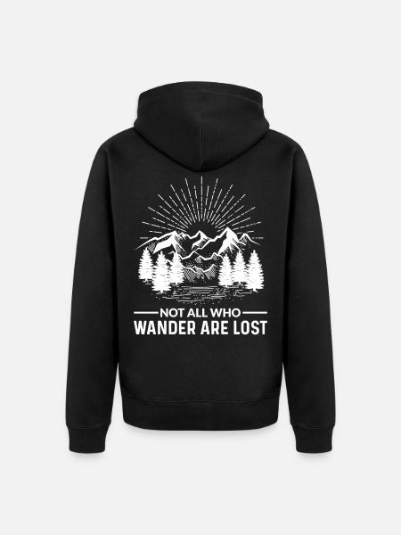 Compass Wander Not All Those Who Wander are Lost - Unisex Premium Organic Zip Hoodie - black