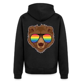 LGBT Homosexuell Gay Pride Monat Sonnenbrille Bär - Unisex Premium Bio Zip Hoodie - Schwarz - Hinten - Nico (187cm)