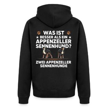 was ist besser als ein Appenzeller Sennenhund - Unisex Premium Bio Zip Hoodie - Schwarz - Hinten - Nico (187cm)