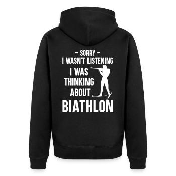Biathlon Biathlete Cross-Country Skiing Shooting Gift - Unisex Premium Organic Zip Hoodie - black - Back - Nico (187cm)