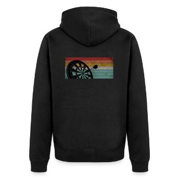 Retro Darts Dart Board - Unisex Premium Organic Zip Hoodie - black - Back - Nico (187cm)