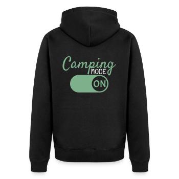 Camping Mode On - Unisex Premium Bio Zip Hoodie - Schwarz - Hinten - Nico (187cm)