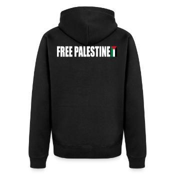 Free palestine - Unisex Premium Bio Zip Hoodie - Schwarz - Hinten - Nico (187cm)