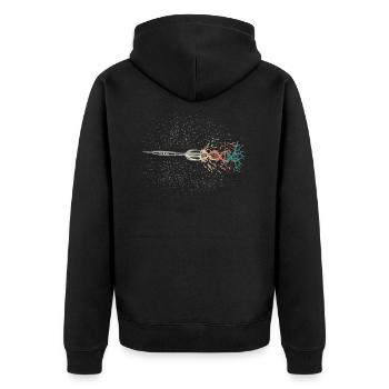 Retro Dartpfeil DNA - Unisex Premium Bio Zip Hoodie - Schwarz - Hinten - Nico (187cm)