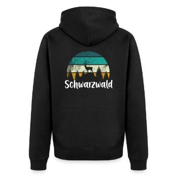 Schwarzwald Hirsch Hochschwarzwald Jäger Heimat - Unisex Premium Bio Zip Hoodie - Schwarz - Hinten - Nico (187cm)