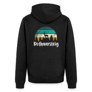 Rothaarsteig Rothaargebirge Wandern Heimat - Unisex Premium Bio Zip Hoodie - Schwarz - Hinten - Nico (187cm)