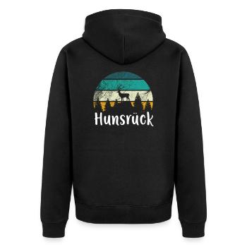 Hunsrück Diebische Bergvolk Hunsrücker Heimat - Unisex Premium Bio Zip Hoodie - Schwarz - Hinten - Nico (187cm)