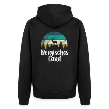 Bergische Heimat Urlaub Wandern Geschenkidee - Unisex Premium Bio Zip Hoodie - Schwarz - Hinten - Nico (187cm)