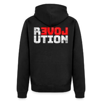 Revolution LOVE - Unisex Premium Bio Zip Hoodie - Schwarz - Hinten - Nico (187cm)
