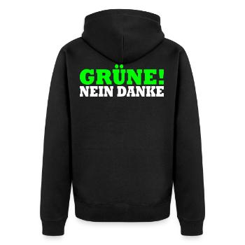 Grüne Nein Danke - Unisex Premium Bio Zip Hoodie - Schwarz - Hinten - Nico (187cm)
