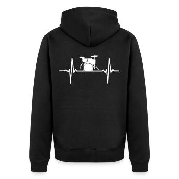 Drummer Heartbeat Drummer Drums Fun Gift - Unisex Premium Organic Zip Hoodie - black - Back - Nico (187cm)