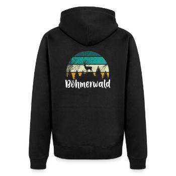 Böhmerwald Bayern - Unisex Premium Bio Zip Hoodie - Schwarz - Hinten - Nico (187cm)