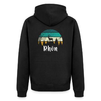 Rhön Franken Heimat - Unisex Premium Bio Zip Hoodie - Schwarz - Hinten - Nico (187cm)