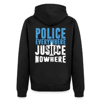 Polizei überall Gerechtigkeit nirgendwo Anti-Polizei - Unisex Premium Bio Zip Hoodie - Schwarz - Hinten - Nico (187cm)