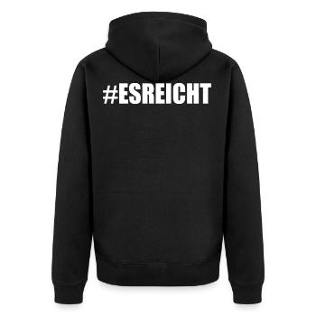 ES REICHT - Unisex Premium Bio Zip Hoodie - Schwarz - Hinten - Nico (187cm)
