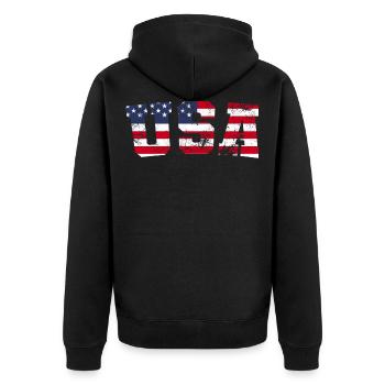 DRAPEAU AMÉRICAIN DRAPEAU PATRIOT GRUNGE - Veste à capuche bio Premium Unisexe - noir - Dos - Nico (187cm)