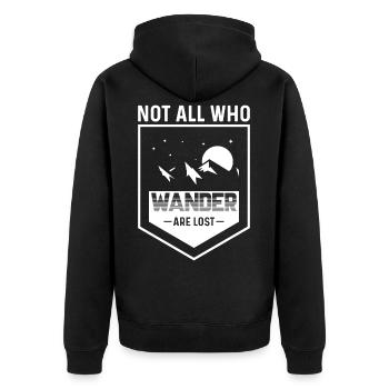 Compass Hiking Not All Those Who Wander are Lost - Unisex Premium Organic Zip Hoodie - black - Back - Nico (187cm)