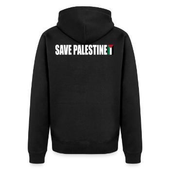 SAVE PALESTINE - Unisex Premium Organic Zip Hoodie - black - Back - Nico (187cm)