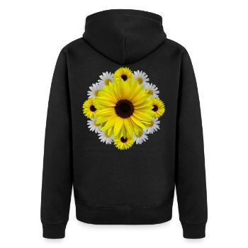 Tournesol, Marguerites, Fleurs, Floral - Veste à capuche bio Premium Unisexe - noir - Dos - Nico (187cm)