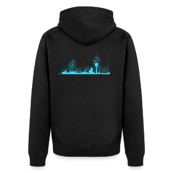 Bremerhaven Skyline Seestadt Port City - Unisex Premium Organic Zip Hoodie - black - Back - Nico (187cm)