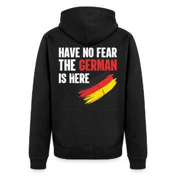 Deutschland Have No Fear The German Is Here - Unisex Premium Bio Zip Hoodie - Schwarz - Hinten - Nico (187cm)