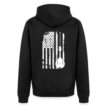 Mandolin American Flag Acoustic Music Band Gift - Unisex Premium Organic Zip Hoodie - black - Back - Nico (187cm)