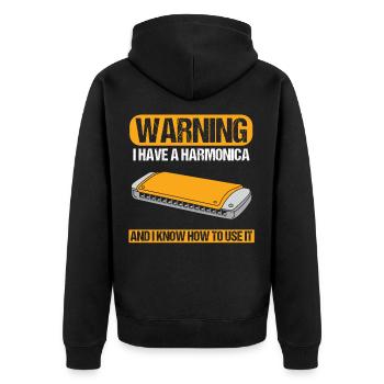 Harmonica savoir comment l’utiliser Blues Music Band Cadeau - Veste à capuche bio Premium Unisexe - noir - Dos - Nico (187cm)