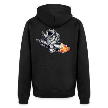 Graffiti Astronaut mit Spraydose Rakete - Unisex Premium Bio Zip Hoodie - Schwarz - Hinten - Nico (187cm)