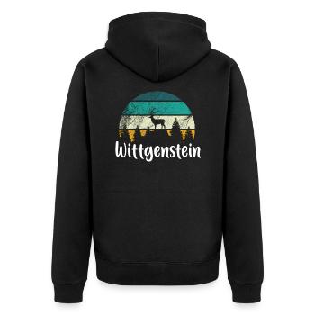 Wittgenstein Bad Berleburg Bad Laasphe Erndtebrück - Unisex Premium Bio Zip Hoodie - Schwarz - Hinten - Nico (187cm)
