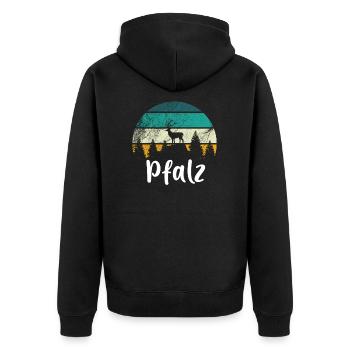 Pfalz Pfälzer Rheinland-Pfalz Geschenk - Unisex Premium Bio Zip Hoodie - Schwarz - Hinten - Nico (187cm)
