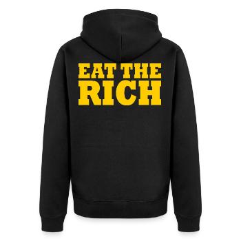 Eat the rich - Unisex Premium Organic Zip Hoodie - black - Back - Nico (187cm)
