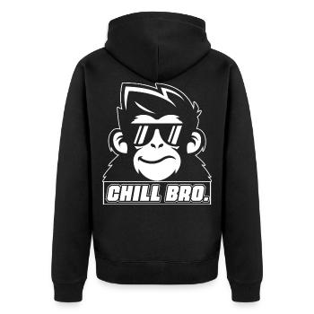Chill Bro - Cooler Affe mit Sonnebrille Geschenkid - Unisex Premium Bio Zip Hoodie - Schwarz - Hinten - Nico (187cm)