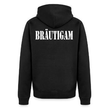Bräutigam - Unisex Premium Bio Zip Hoodie - Schwarz - Hinten - Nico (187cm)