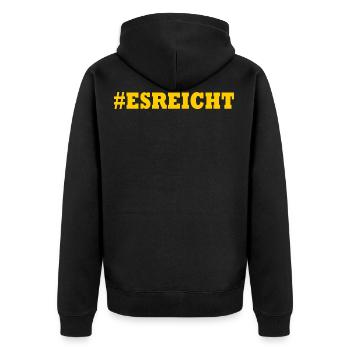 ES REICHT - Unisex Premium Bio Zip Hoodie - Schwarz - Hinten - Nico (187cm)