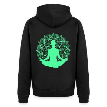 Mandala Yoga Asana Lotus Zen Nirvana Buddhism Gift - Unisex Premium Organic Zip Hoodie - black - Back - Nico (187cm)
