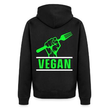Vegetarisch Veganismus Tierrechte Veggie - Unisex Premium Bio Zip Hoodie - Schwarz - Hinten - Nico (187cm)
