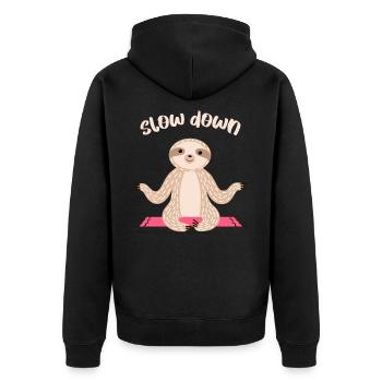 Slow Sloth Down Yoga Méditation Asana Zen Cadeau - Veste à capuche bio Premium Unisexe - noir - Dos - Nico (187cm)
