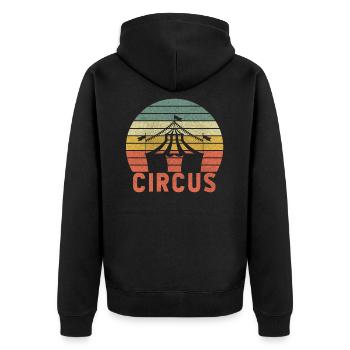 Zirkus Zelt - Unisex Premium Bio Zip Hoodie - Schwarz - Hinten - Nico (187cm)