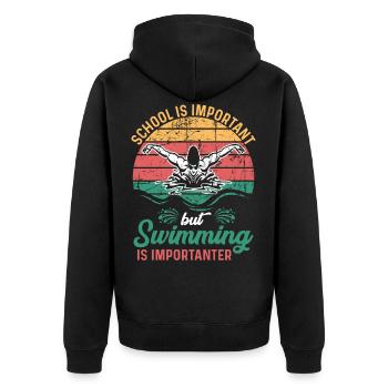L’école Est important La natation Est Une baignade importante - Veste à capuche bio Premium Unisexe - noir - Dos - Nico (187cm)